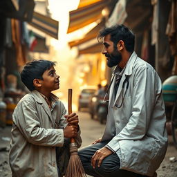 A poignant scene capturing the emotional connection between a Cochin Jewish doctor and a 15-year-old Palestinian sweeper boy