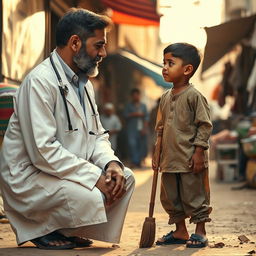 A poignant scene capturing the emotional connection between a Cochin Jewish doctor and a 15-year-old Palestinian sweeper boy