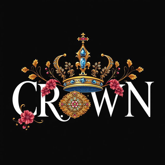 The word "CROWN" designed with an elegant twist, where the letter 'o' is replaced by a beautifully detailed image of a crown