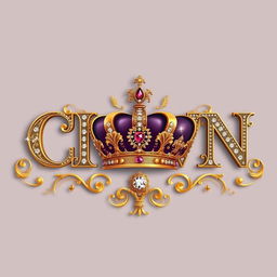 The word "CROWN" artistically crafted, with the letter 'o' replaced by a luxurious image of a crown, adorned with sparkling jewels and intricate designs