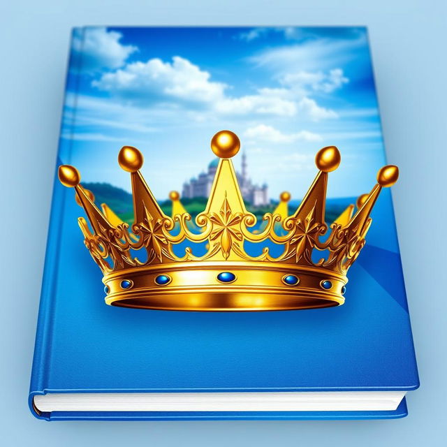 A stunning book cover that features a vibrant blue background showcasing a distant castle, beautifully detailed and elegantly positioned on the horizon