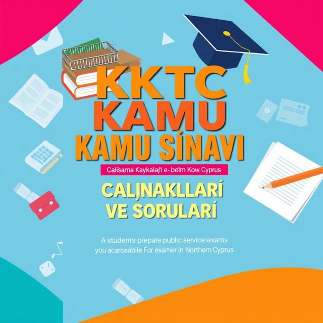 An attractive e-book cover for 'KKTC Kamu Sınavı Çalışma Kaynakları ve Soruları'