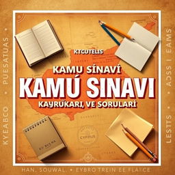 An attractive e-book cover for 'KKTC Kamu Sınavı Çalışma Kaynakları ve Soruları' featuring a retro design