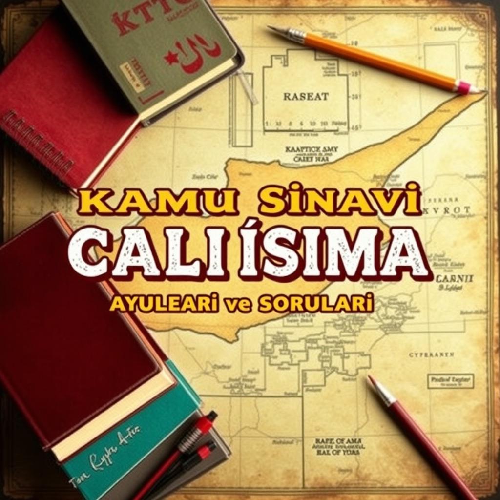 An attractive e-book cover for 'KKTC Kamu Sınavı Çalışma Kaynakları ve Soruları' featuring a retro design