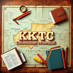 An attractive e-book cover for 'KKTC Kamu Sınavı Çalışma Kaynakları ve Soruları' featuring a retro design