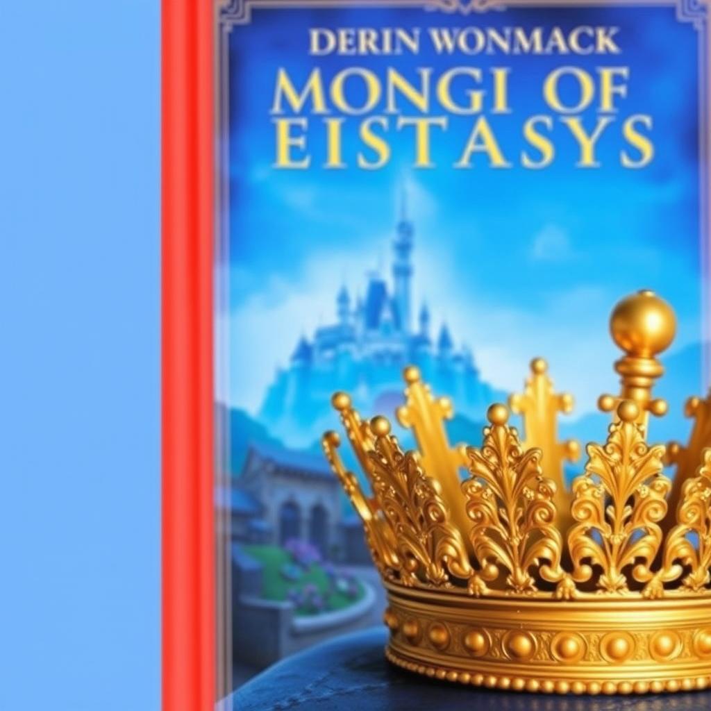 A book cover featuring a vibrant blue background with a distant view of a majestic castle