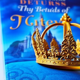 A book cover featuring a vibrant blue background with a distant view of a majestic castle