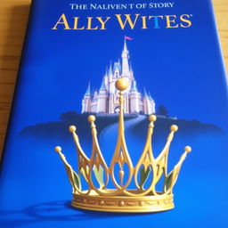 A book cover with a rich blue background showcasing a distant, beautifully illustrated castle