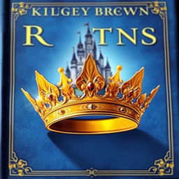 A book cover with a rich blue background showcasing a distant, beautifully illustrated castle