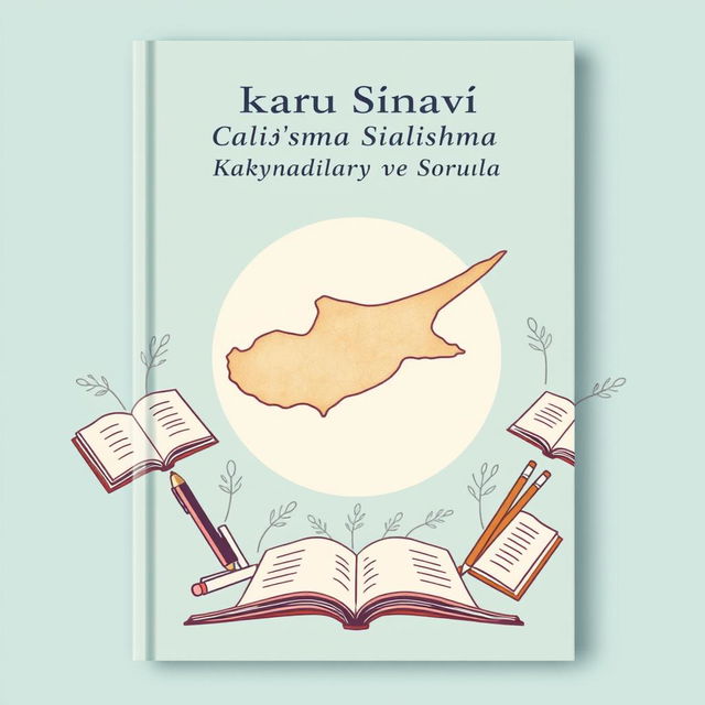 A book cover for 'KKTC Kamu Sınavı Çalışma Kaynakları ve Soruları' featuring a retro design with a minimalistic approach