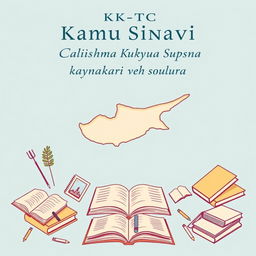 A book cover for 'KKTC Kamu Sınavı Çalışma Kaynakları ve Soruları' featuring a retro design with a minimalistic approach