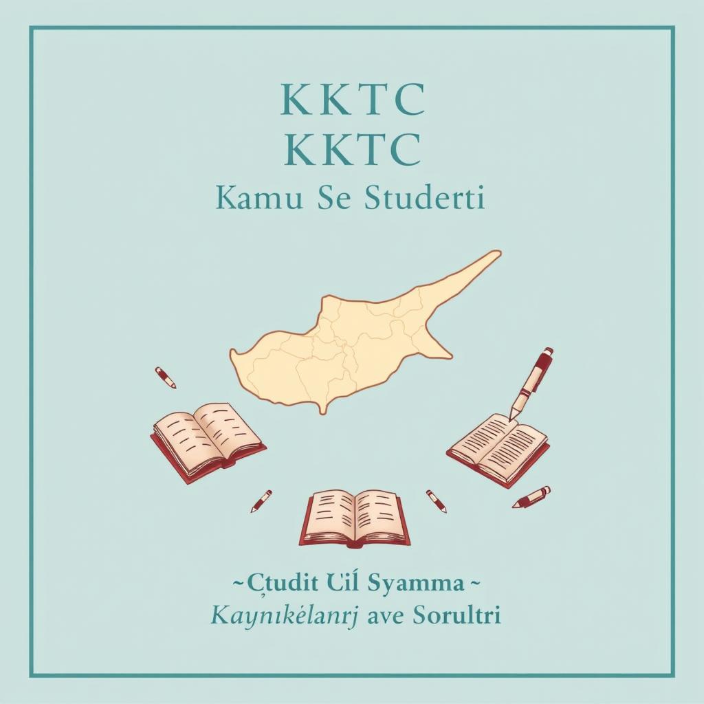 A book cover for 'KKTC Kamu Sınavı Çalışma Kaynakları ve Soruları' featuring a retro design with a minimalistic approach