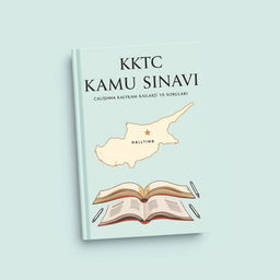 A book cover for 'KKTC Kamu Sınavı Çalışma Kaynakları ve Soruları' showcasing a retro design with a minimalistic approach