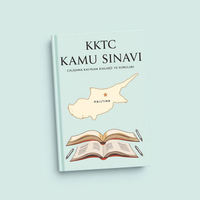 A book cover for 'KKTC Kamu Sınavı Çalışma Kaynakları ve Soruları' showcasing a retro design with a minimalistic approach