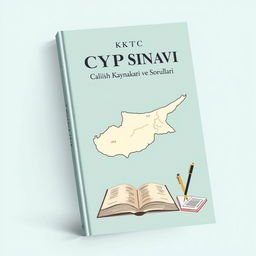 A book cover for 'KKTC Kamu Sınavı Çalışma Kaynakları ve Soruları' showcasing a retro design with a minimalistic approach