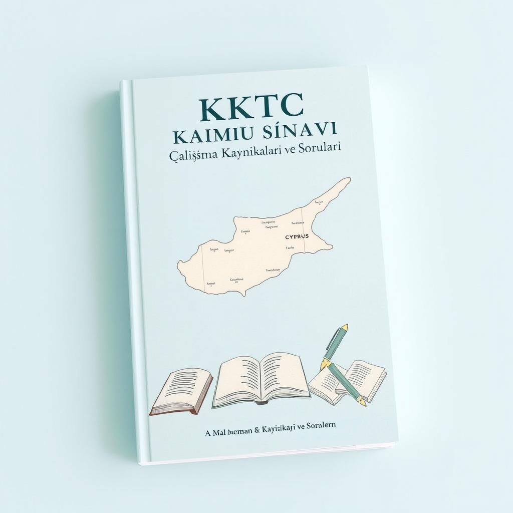 A book cover for 'KKTC Kamu Sınavı Çalışma Kaynakları ve Soruları' showcasing a retro design with a minimalistic approach