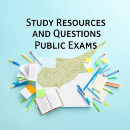 A book cover design for the e-book titled 'Study Resources and Questions for Cyprus Public Exams