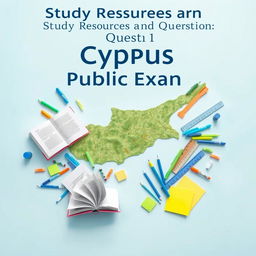 A book cover design for the e-book titled 'Study Resources and Questions for Cyprus Public Exams