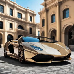 A spectacular Lamborghini sculpted entirely from shimmering diamonds, its bodywork catching and refracting the light, an epitome of luxury and speed