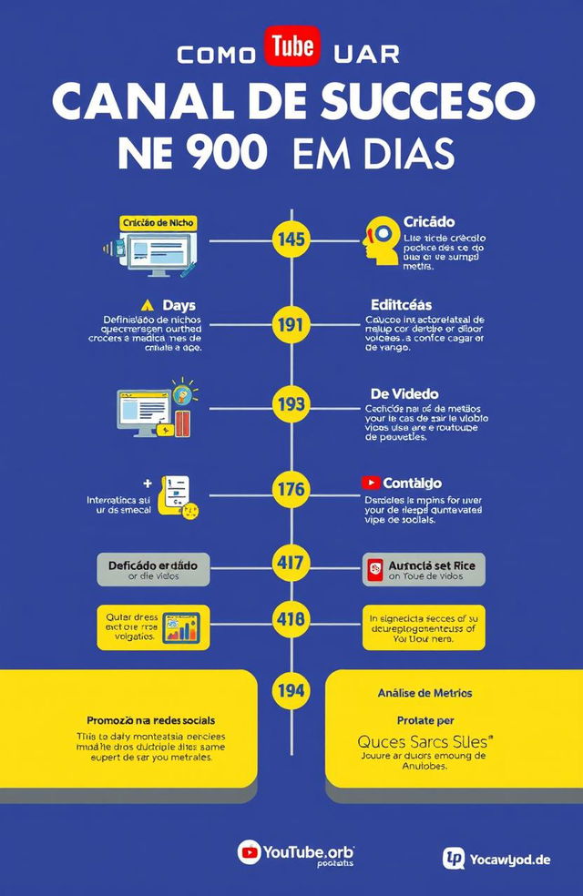 A visually appealing infographic explaining 'Como Criar um Canal de Sucesso no YouTube em 90 Dias'