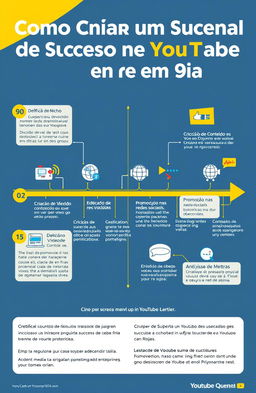 A visually appealing infographic explaining 'Como Criar um Canal de Sucesso no YouTube em 90 Dias'
