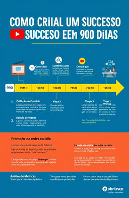 A visually appealing infographic explaining 'Como Criar um Canal de Sucesso no YouTube em 90 Dias'