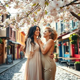 A beautiful and romantic scene set in the heart of a charming town