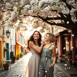 A beautiful and romantic scene set in the heart of a charming town