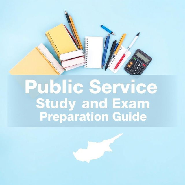 A book cover for 'Public Service Study and Exam Preparation Guide' featuring a light blue background