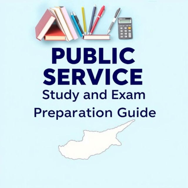 A book cover for 'Public Service Study and Exam Preparation Guide' featuring a light blue background