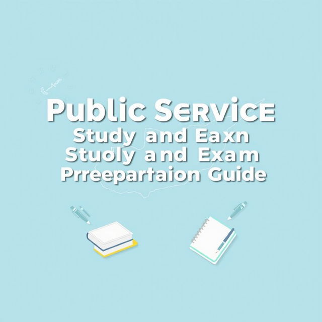 A book cover for 'Public Service Study and Exam Preparation Guide' featuring an outlined and artistic representation of the map of Cyprus as a central design element