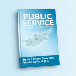 A book cover designed for 'Public Service Study and Exam Preparation Guide', showcasing a detailed and artistic map of Cyprus as the main visual element