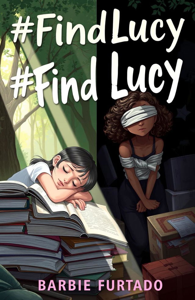 A book cover illustration featuring two girls in a dramatic scene