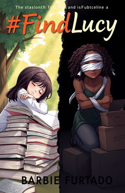 A book cover illustration featuring two girls in a dramatic scene