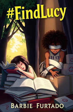 A book cover illustration featuring two girls in a dramatic scene