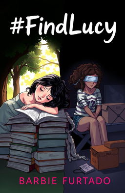 A book cover illustration featuring two girls in a dramatic scene