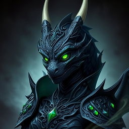 A female black dragonborn from Dungeons & Dragons 5