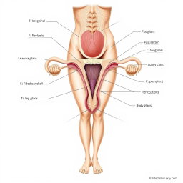 A detailed and scientific illustration of the human female anatomy focusing on the clitoris, highlighting its structure and surrounding tissues