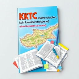 A dynamic book cover design featuring a vivid and detailed map of Cyprus as the background