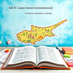 An artistic book cover design that prominently features a detailed and colorful map of Cyprus as the background