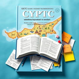 An artistic book cover design that prominently features a detailed and colorful map of Cyprus as the background