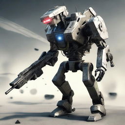 A small battle robot from Call of Duty, fully equipped with advanced weaponry, and ready for a intense skirmish.