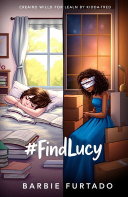 A book cover illustration divided into two contrasting sides