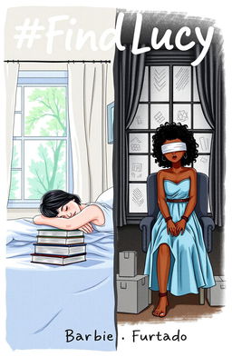 A professional drawing style book cover featuring two contrasting scenes