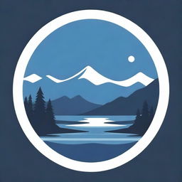 Generate a sleek, modern, and memorable emblem featuring a symbolic representation of a river, using a limited color palette of dark charcoal, blue, and white