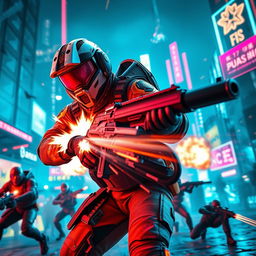 An action-packed, cinematic scene from a frag movie featuring an intense video game showdown