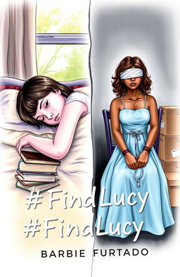 A professional drawing style book cover featuring two contrasting scenes