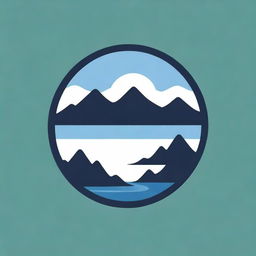 Generate a sleek, modern, and memorable emblem featuring a symbolic representation of a river, using a limited color palette of dark charcoal, blue, and white