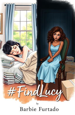 A professional drawing with fine trace detail depicting a split scene for a book cover