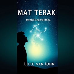 A5 size book cover featuring an abstract silhouette of a young man looking up towards a bright night sky